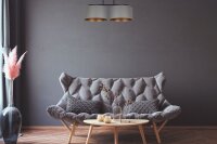 Lampe de plafonnier Tissu noir éblouissant gris or...