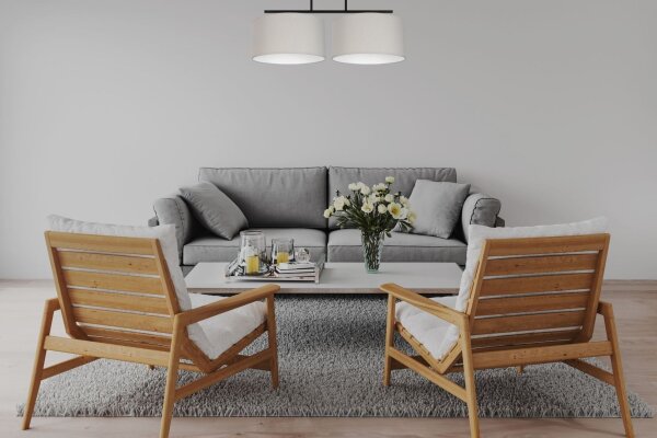 Blendarme Lampe de plafonnier Tissu Noir Gris Blanc E27 70 cm
