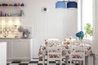Lampe de plafonnier confortable Tissu bleu E27 L:70 cm...