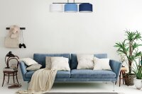 Plafonnier confortable Tissu Blanc Bleu E27 L:100 cm