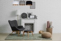 Lampe de plafonnier Tissu Blanc Graphite Noir E27 100 cm...