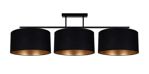 Plafonnier confortable Tissu Noir Or E27 100 cm