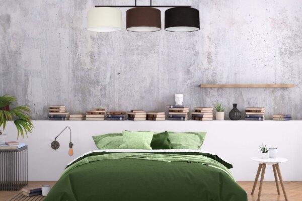 Plafonnier long Tissu Ecru Marron Noir E27 100 cm