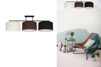 Plafonnier long Tissu Ecru Marron Noir E27 100 cm