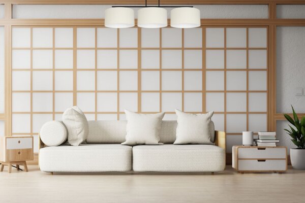 Plafonnier long Tissu Noir Ecru Blanc E27 100 cm
