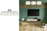 Plafonnier long Tissu Noir Ecru Blanc E27 100 cm