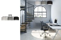 Lampe de plafonnier longue Tissu Gris Graphite Noir E27...