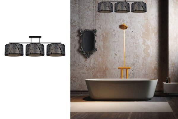 Blendarme Lampe de plafonnier tissu graphite motif E27 3-flmg