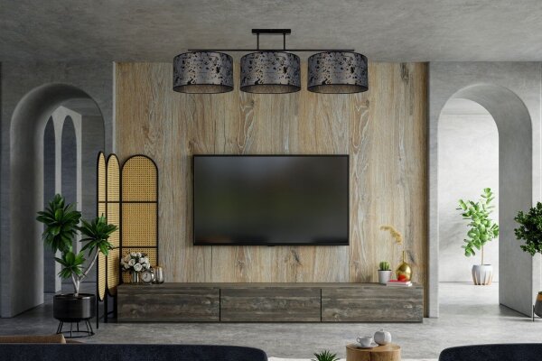 Blendarme Lampe de plafonnier tissu graphite motif E27 3-flmg