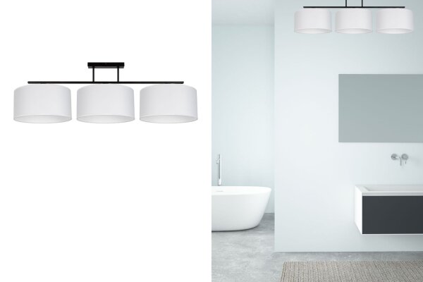 Blendarme Plafonnier Tissu Noir Blanc E27 3-flmg