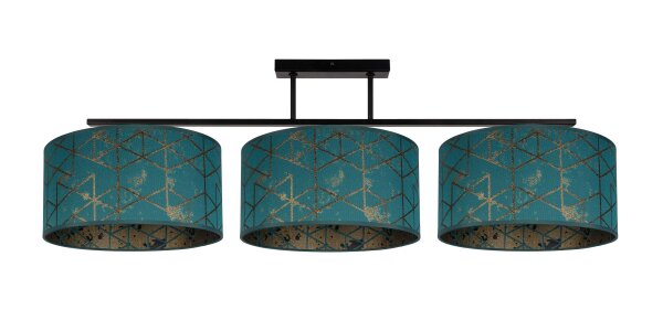 Blendarme Plafonnier tissu vert motif E27 3-flamme