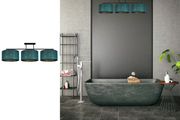 Blendarme Plafonnier tissu vert motif E27 3-flamme