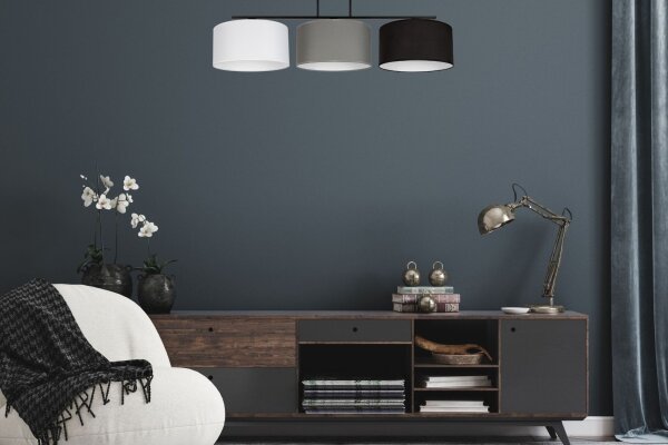 Lampe de plafonnier confortable Tissu Blanc Gris Noir 3-flmg