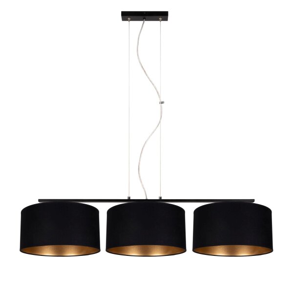 Suspension confortable tissu noir or E27 100 cm
