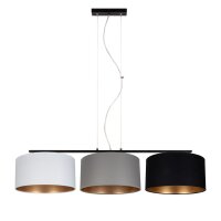 Confortable lampe &agrave; suspendre Tissu Blanc Gris...