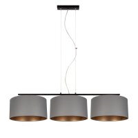 Confortable lampe &agrave; suspendre tissu gris or E27...