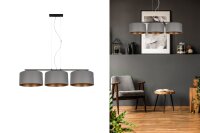 Confortable lampe à suspendre tissu gris or E27...