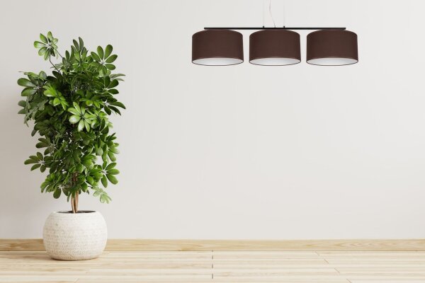 Confortable lampe à suspendre Tissu Noir Marron E27 L:100 cm