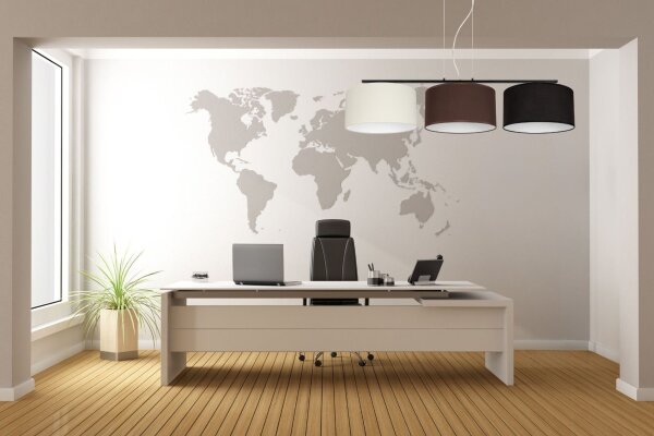 Longue lampe à suspendre Tissu Ecru Marron Noir E27 L:100 cm