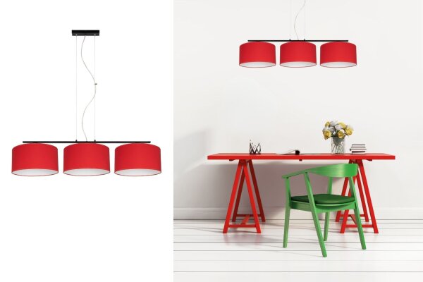 Confortable lampe à suspendre Tissu Noir Rouge E27 L:100 cm