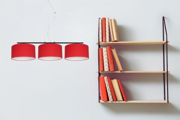 Confortable lampe à suspendre Tissu Noir Rouge E27 L:100 cm