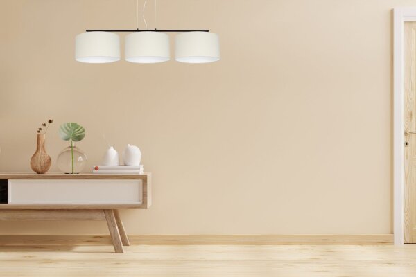Blendarme Lampe à suspendre Tissu Noir Ecru E27 L:100 cm