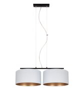 Tissu Lampe &agrave; suspendre noir blanc or E27 70 cm de...
