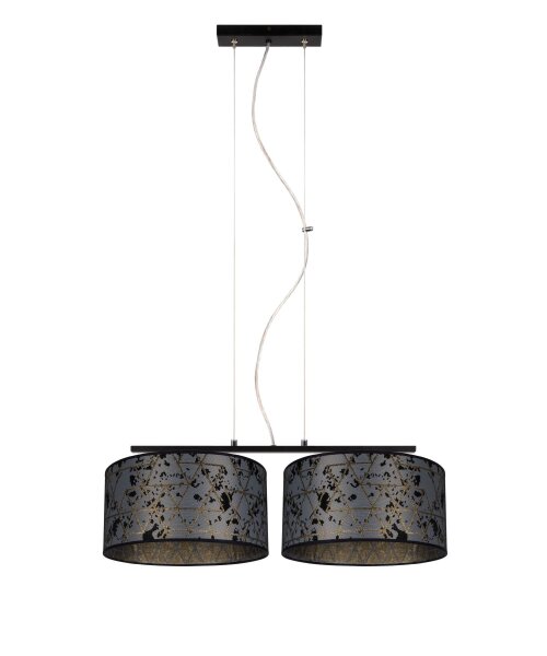 Tissu Lampe à suspendre pauvre en éblouissement Graphite Motif E27 70 cm de long