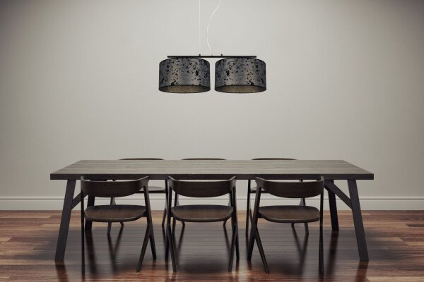 Tissu Lampe à suspendre pauvre en éblouissement Graphite Motif E27 70 cm de long