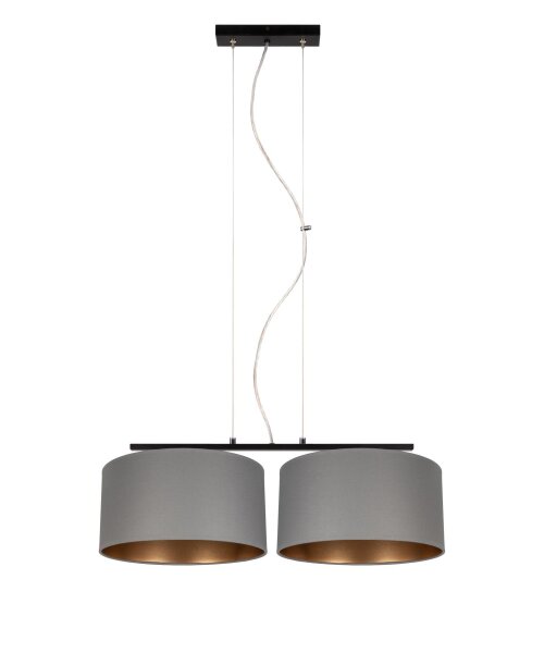 Tissu Lampe à suspendre éblouissante graphite or E27 70 cm de long