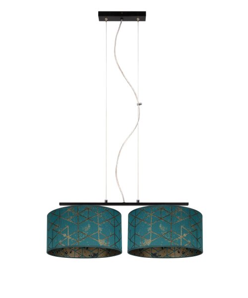 Tissu Lampe suspendue anti-éblouissement Vert Motif E27 70 cm de long