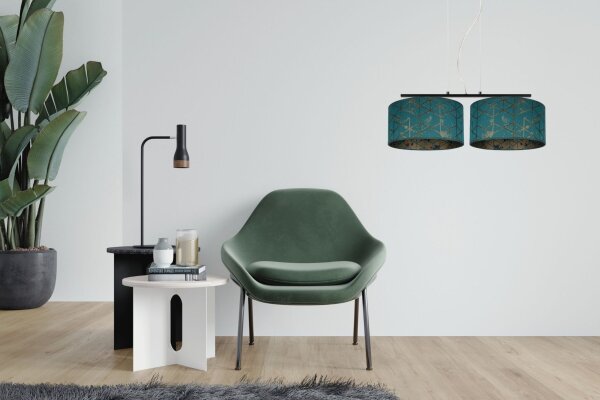 Tissu Lampe suspendue anti-éblouissement Vert Motif E27 70 cm de long