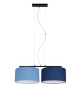 Lampe &agrave; suspendre allong&eacute;e Tissu Noir Bleu...