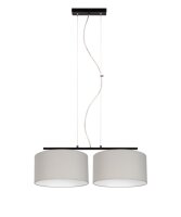 Suspension m&eacute;tal tissu E27 noir gris...