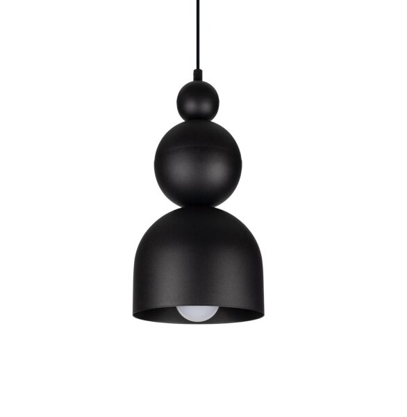 Lampe à suspendre noire métal Loft Design E27 L:17 cm ronde
