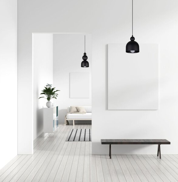 Lampe à suspendre noire métal Loft Design E27 L:17 cm ronde