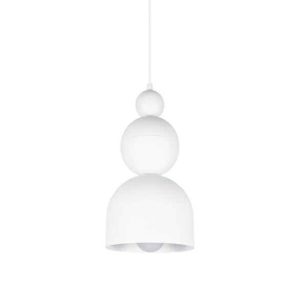 Lampe à suspendre blanche métal Loft Design E27 L:17 cm ronde