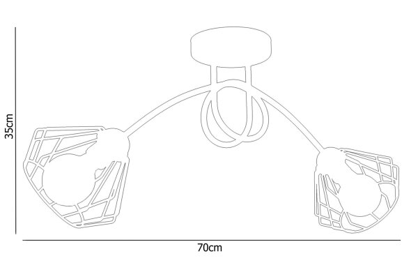 Plafonnier décoratif en métal E27 L:70 cm en noir