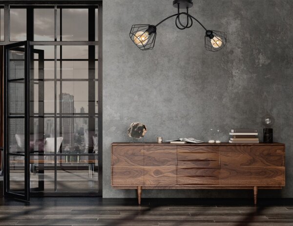 Plafonnier décoratif en métal E27 L:70 cm en noir