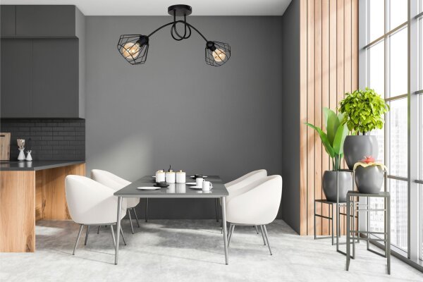 Plafonnier décoratif en métal E27 L:70 cm en noir