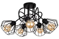 Lampe de plafonnier noire métal fil E27 L:60 cm...