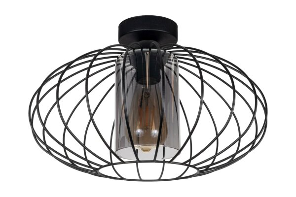 Plafonnier rond E27 Ø34 cm Noir anti-éblouissement Rétro