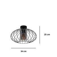 Plafonnier rond E27 Ø34 cm Noir...