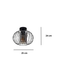 Plafonnier rond E27 Ø25 cm Noir...