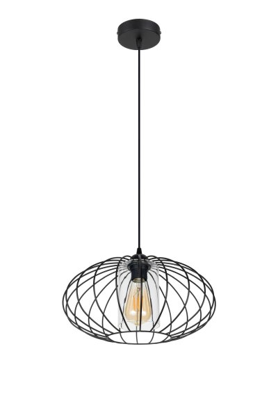 Suspension ronde noire métal Ø34 cm E27 Retro