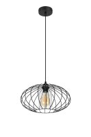 Suspension ronde noire métal Ø34 cm E27 Retro