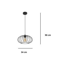 Suspension ronde noire métal Ø34 cm E27 Retro