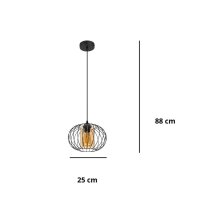 Lampe à suspendre E27 ronde Ø25 cm noir...