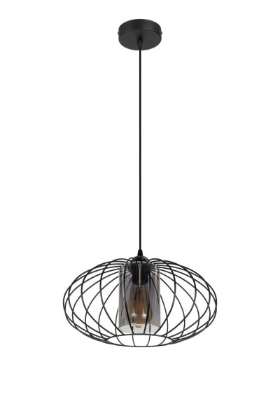 Lampe à suspendre ronde noire métal Ø34 cm E27 Retro