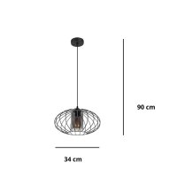 Lampe à suspendre ronde noire métal...